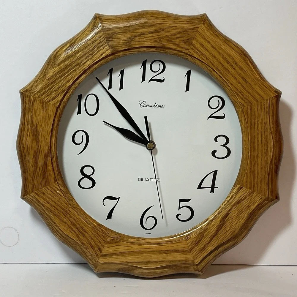 Cosmotime Quartz Wall Clock Real Oak Scalloped Dovetail Cottage Country 12